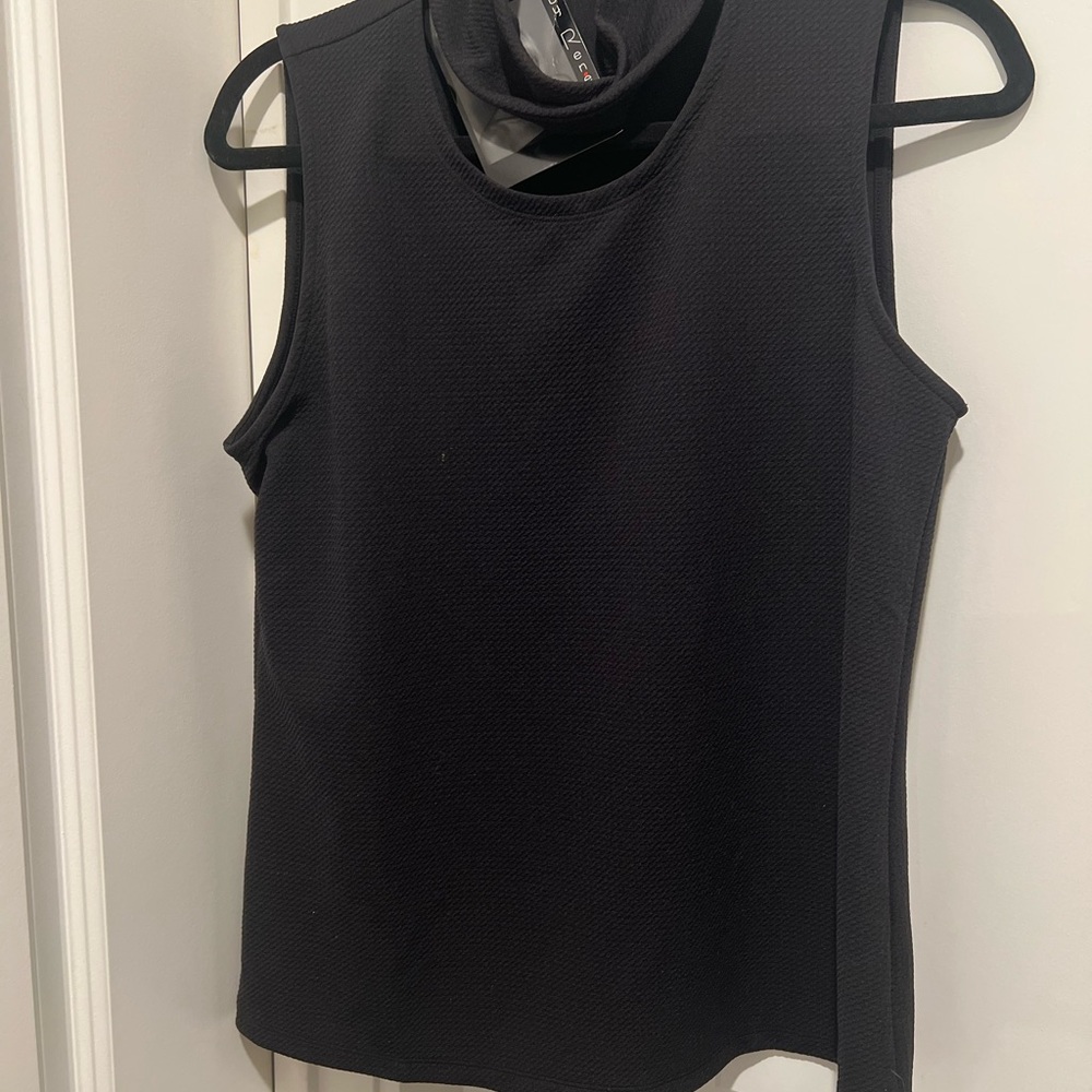 Attitudes by Renee Black Asymmetrical Cut Out Tank Top